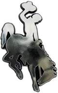 University of Wyoming Cowboys Auto Emblem, Plastic Molded, Silver Chrome Color, Raised 3D Effect, Adhesive Backing