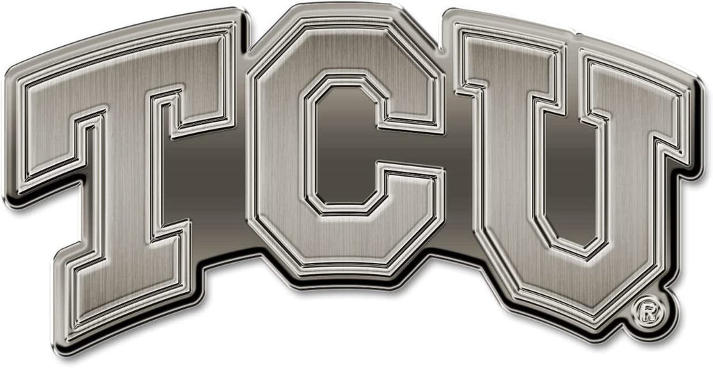 Texas Christian University Horned Frogs TCU Solid Metal Auto Emblem Antique Nickel for Car/Truck/SUV