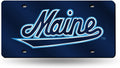 University of Maine Black Bears Premium Laser Cut Tag License Plate, Blue Mirrored Acrylic Inlaid, 12x6 Inch