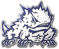 Texas Christian University TCU Horned Frogs Auto Emblem, Aluminum Metal, Embossed Team Color, Raised Decal Sticker, Full Adhesive Backing