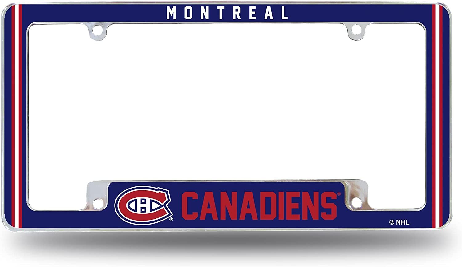 Montreal Canadiens Metal License Plate Frame Chrome Tag Cover Alternate Design 6x12 Inch