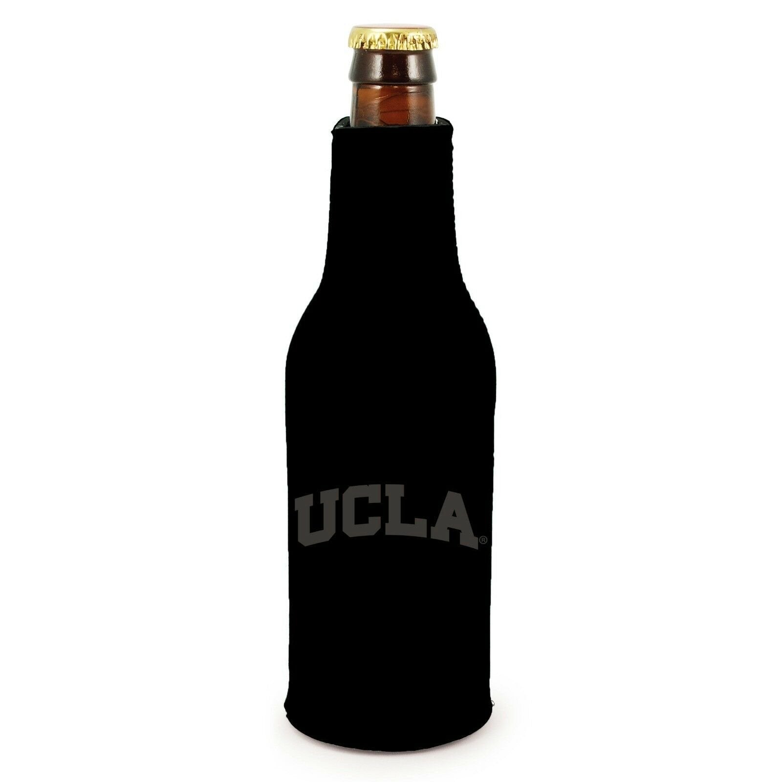 UCLA Bruins 2-PACK Zipper BOTTLE Tonal Black Koozie Neoprene Holder Cooler