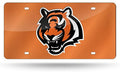 Cincinnati Bengals Premium Laser Cut Tag License Plate, Orange Mirrored Acrylic Inlaid, 12x6 Inch