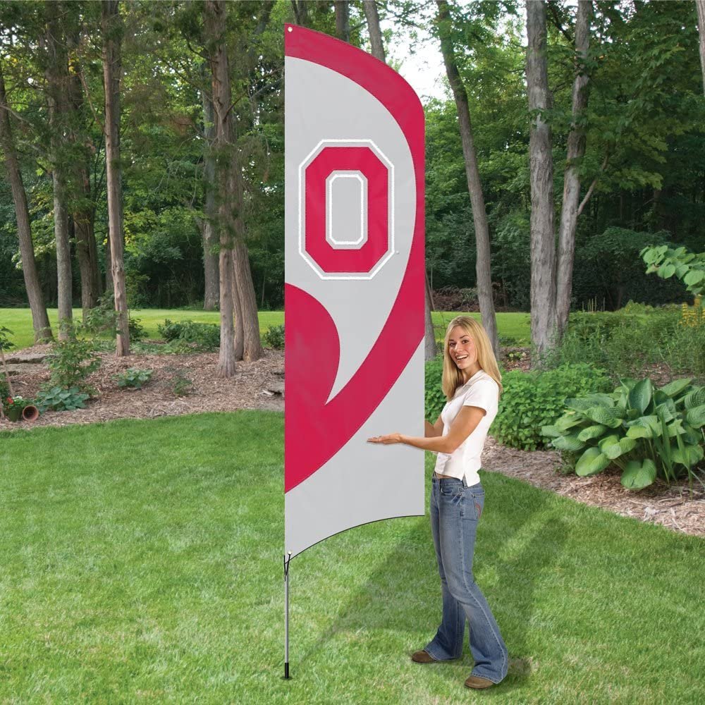 Ohio State University Buckeyes Tall Team Flag Tailgating Flag Kit 8.5 x 2.5 feet with Pole