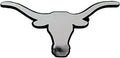 University of Texas Longhorns Silver Chrome Color Auto Emblem Molded Raised Adhesive Tape Backing