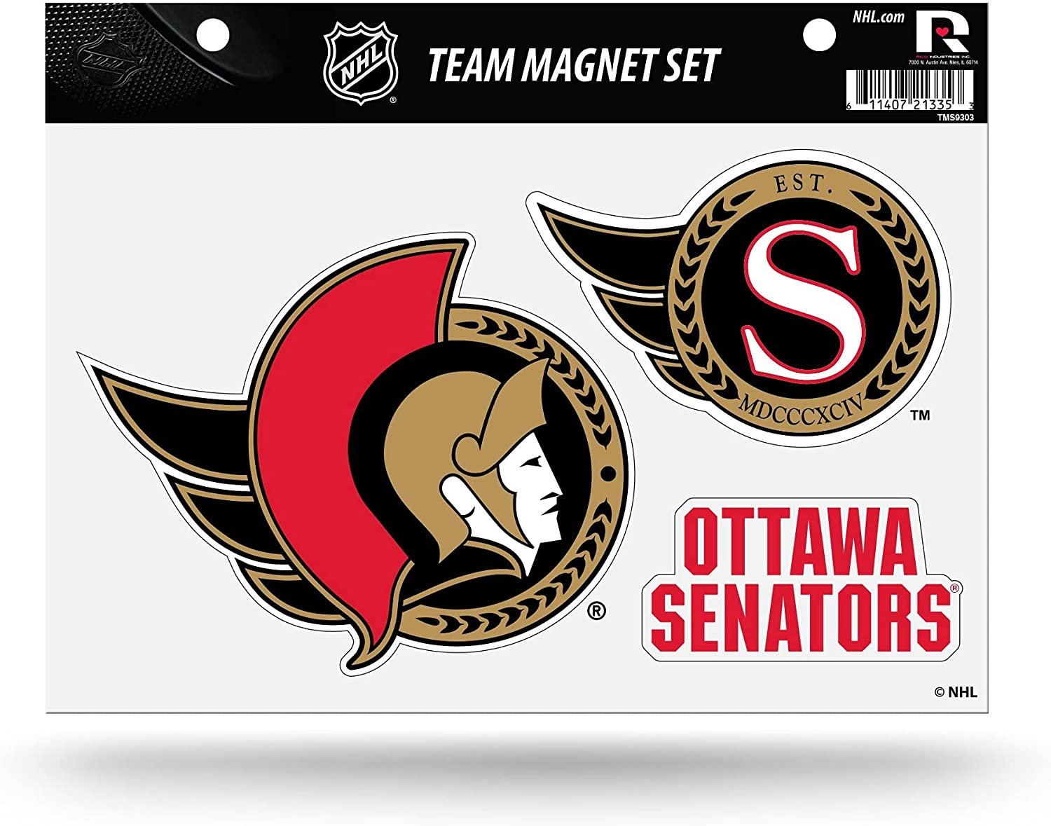 Rico Industries NHL Ottawa Senators Die Cut Team Magnet Set Sheet