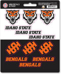 Idaho State University Bengals 12-Piece Mini Decal Sticker Set, 5x6 Inch Sheet, Gift for football fans for any hard surfaces around home, automotive, personal items
