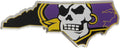 East Carolina University Pirates Team State Design Auto Emblem, Aluminum Metal, Embossed Team Color, Raised Decal Sticker, Full Adhesive Backing