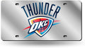 Oklahoma City Thunder Premium Laser Cut Tag License Plate, Mirrored Acrylic Inlaid, 12x6 Inch
