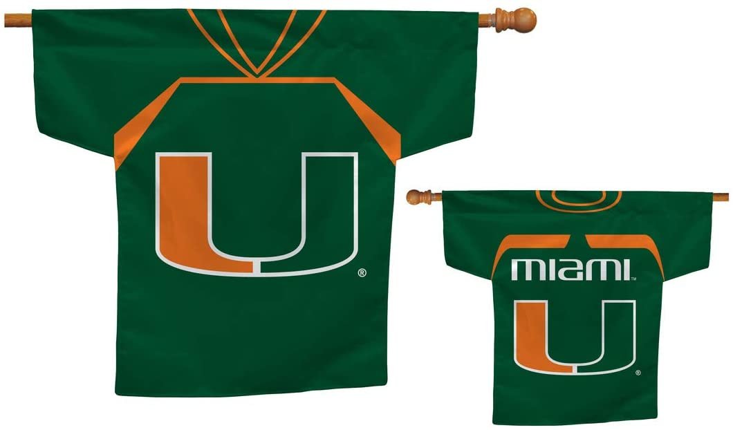 University of Miami Hurricanes Premium 2-Sided Banner Flag, Jersey Design, 30x34 Inch