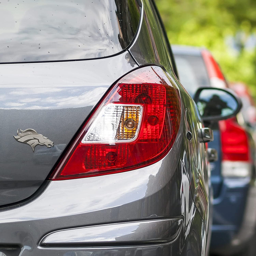 Denver Broncos Solid Metal Auto Emblem Antique Nickel Design