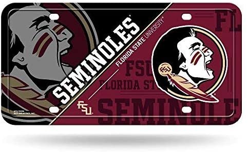 Florida State University Seminoles Metal Auto Tag License Plate, Split Design, 6x12 Inch