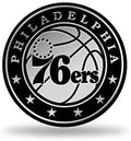 Philadelphia 76ers Silver Chrome Color Auto Emblem, Raised Molded Plastic, 3.5 Inch, Adhesive Tape Backing