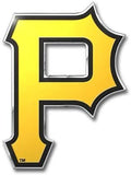 Pittsburgh Pirates Auto Emblem, Aluminum Metal, Embossed Team Color, Raised Decal Sticker, Full Adhesive Backing