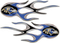 Baltimore Ravens Pair of Decal Sticker Emblem, Air Puffed Raised, Micro Flame Design, Full Adhesive Backing, 2x5 Inch Each