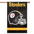 Pittsburgh Steelers Premium Double Sided Banner Flag, Applique Embroidered, 28x44 Inches, Helmet Design