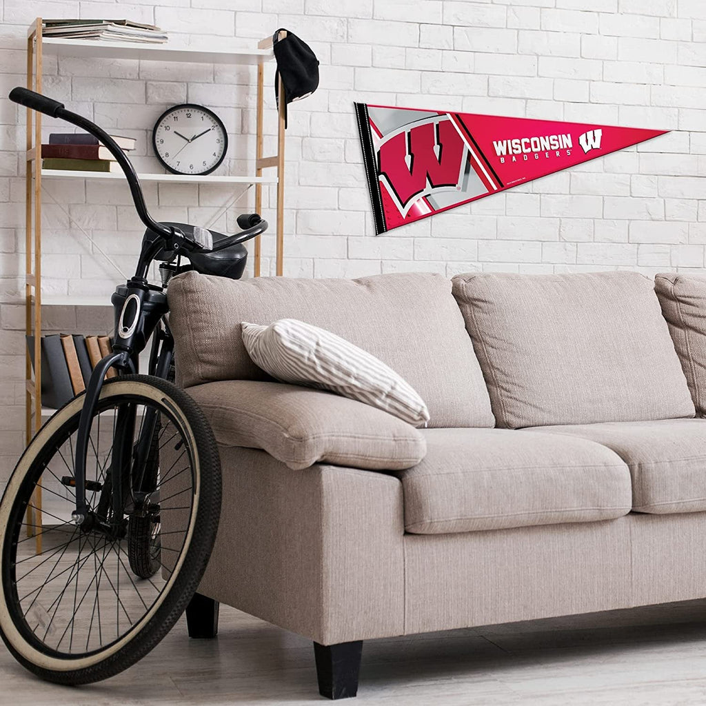 University of Wisconsin Badgers Soft Felt Pennant, Primary Design, 12x30 Inch, Easy To Hang