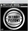 Detroit Pistons 6 Inch Decal Sticker, Metallic Chrome Shimmer Design