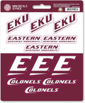 Eastern Kentucky University Colonels 12-Piece Mini Decal Sticker Set, 5x6 Inch Sheet, Gift for football fans for any hard surfaces around home, automotive, personal items