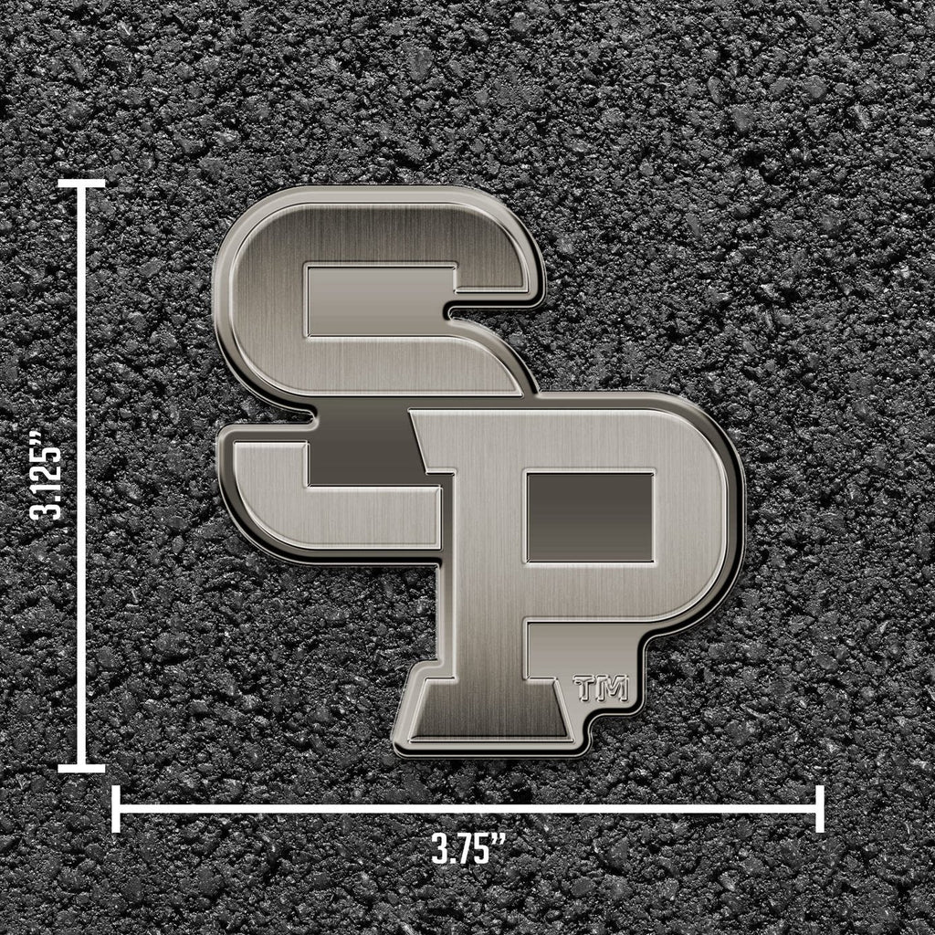 Rico Industries NCAA Wisconsin-Stevens Point Pointers Antique Auto Emblem Antique Nickel Auto Emblem for Car/Truck/SUV