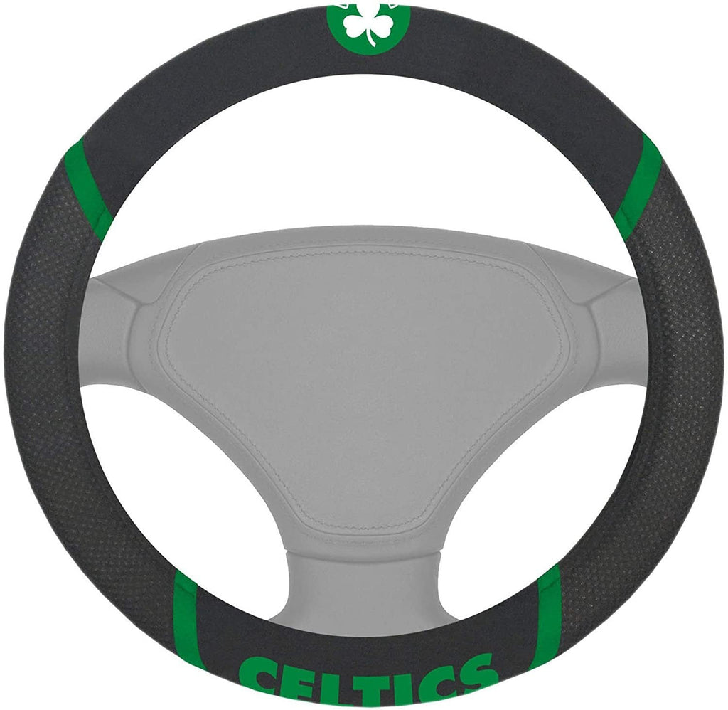 Boston Celtics Steering Wheel Cover Premium Embroidered Black 15 Inch