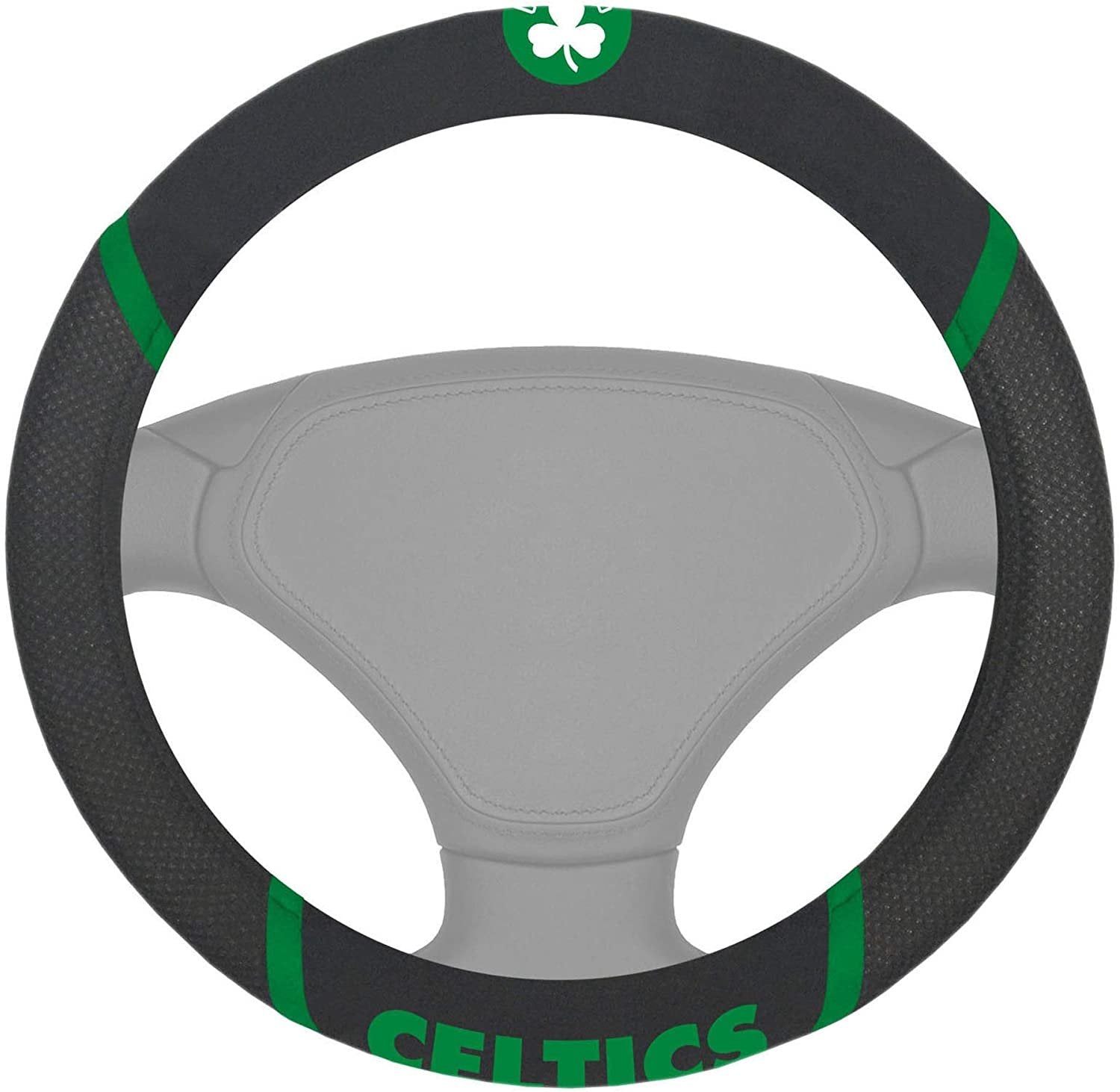 Boston Celtics Steering Wheel Cover Premium Embroidered Black 15 Inch