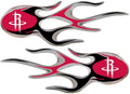 Houston Rockets 2-pack Drip Molded Plastic Raised Flame Flames Decal Emblem Sticker Basketball