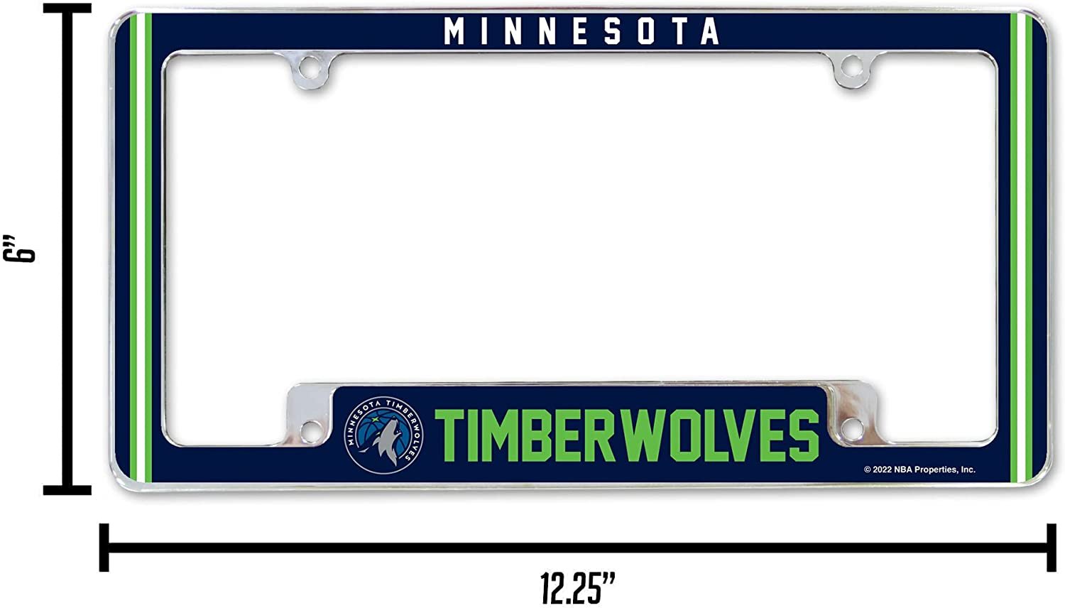 Minnesota Timberwolves Metal License Plate Frame Chrome Tag Cover Alternate Design 6x12 Inch