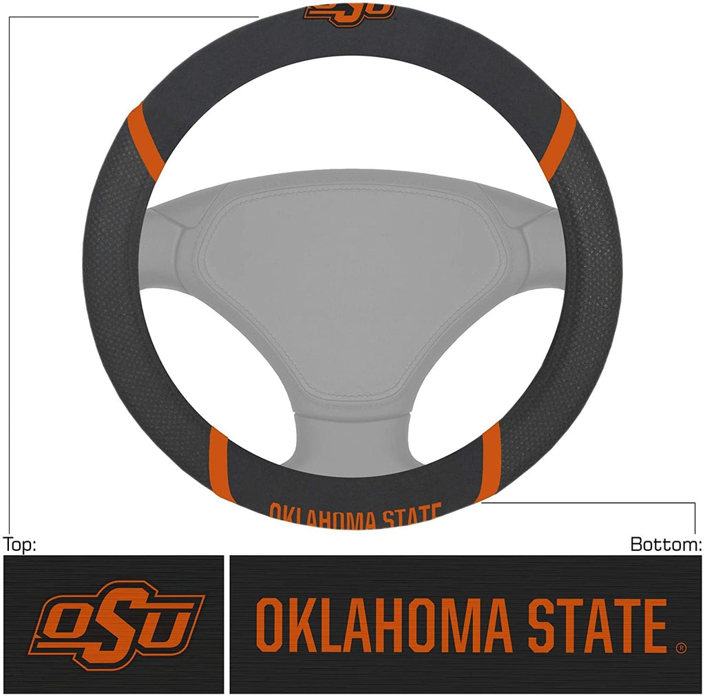Oklahoma State Cowboys Steering Wheel Cover Embroidered Black 15 Inch University