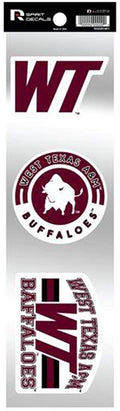 West Texas A&M Buffaloes Triple Retro Decals Throwback Spirit Flat Vinyl Auto Home Sticker Sheet University of