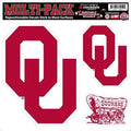University of Oklahoma Sooners 8 Inch Multi Sticker Decal Set, Shape Cut, Flat Vinyl, Full Adhesive Backing