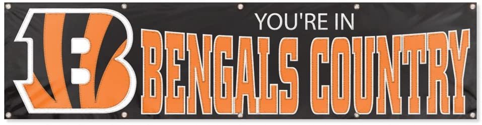 Cincinnati Bengals Huge 8x2 Foot Premium Banner Flag Embroidered Applique Outdoor House