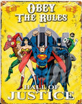 Justice League Heavy Duty Metal Sign, 14.5x11.5, Embossed, Pub Style, Vintage Petina Design