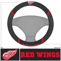 Detroit Red Wings Steering Wheel Cover Premium Embroidered Black 15 Inch