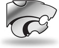 Kansas State University Wildcats Auto Emblem, Silver Chrome Color, Raised Molded Plastic, 3.5 Inch, Adhesive Tape Backing