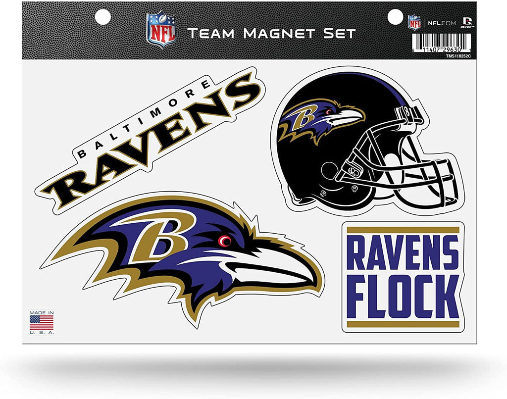 Rico Industries NFL Baltimore Ravens 8.5" x 11" Team Magnet Set for Car, Refrigerator, Fridge, Locker, Office Cabinet