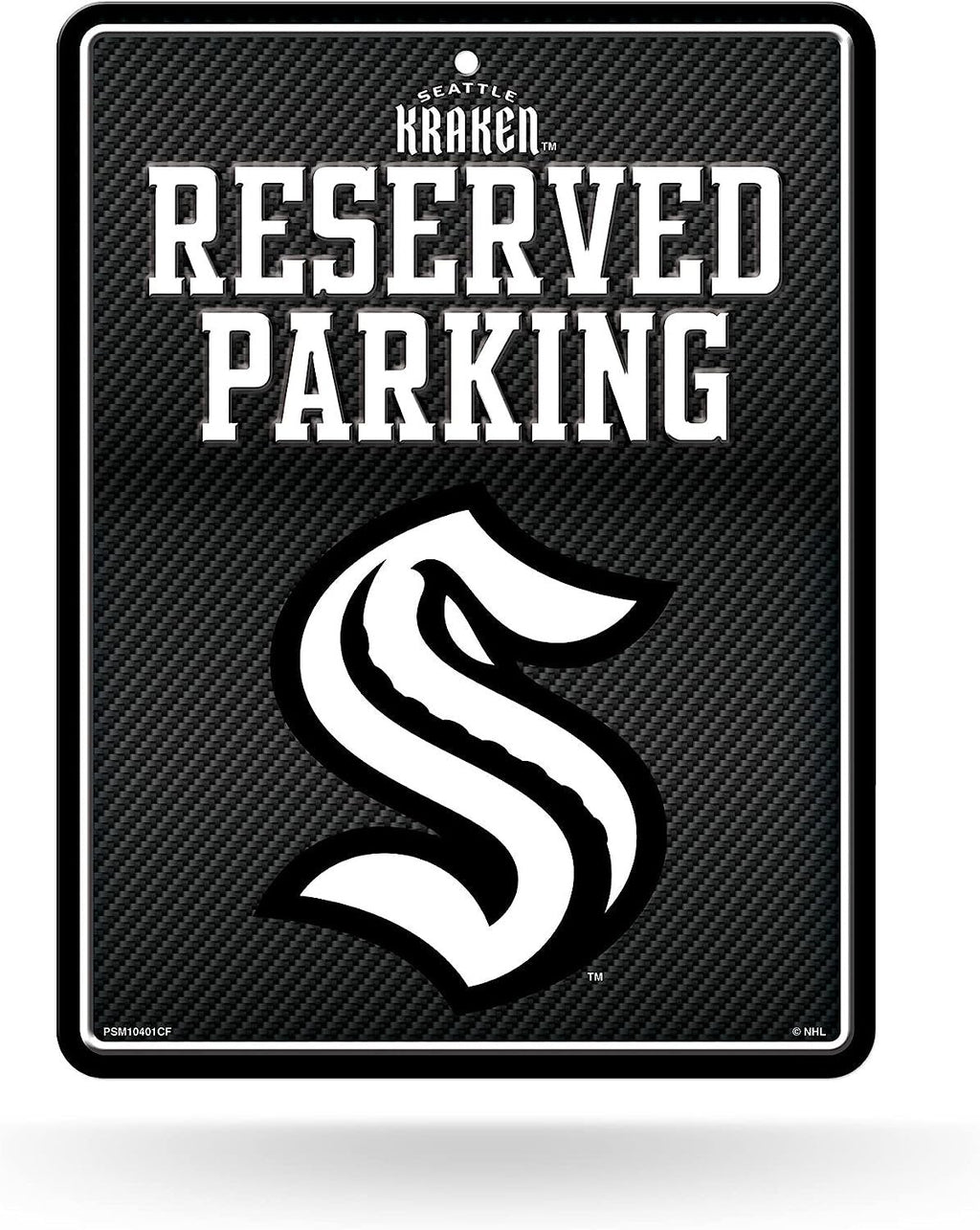 Seattle Kraken Metal Parking Novelty Wall Sign 8.5 x 11 Inch Carbon Fiber Design