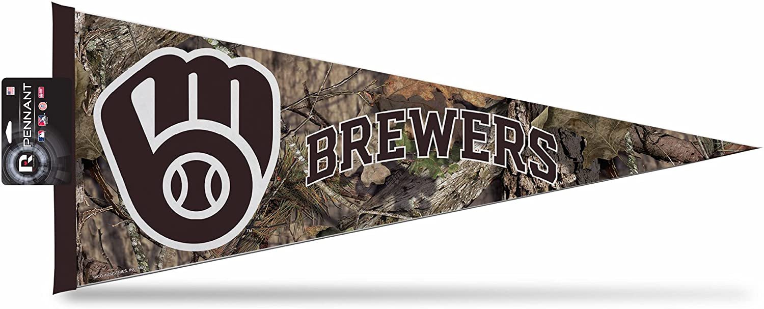 Milwaukee Brewers Pennant Mossy Oak Camo Design Felt 12x30 Inch