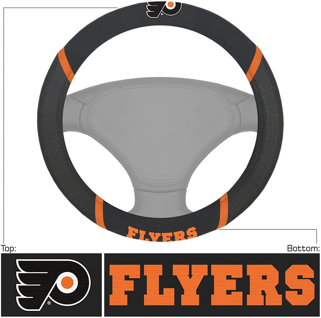 Philadelphia Flyers Steering Wheel Cover Premium Embroidered Black 15 Inch