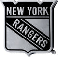 New York Rangers Premium Solid Metal Raised Auto Emblem, Shape Cut, Adhesive Backing