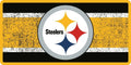 Pittsburgh Steelers Premium Laser Cut Tag License Plate, Vintage Style, Mirrored Inlaid Acrylic, 12x6 Inch