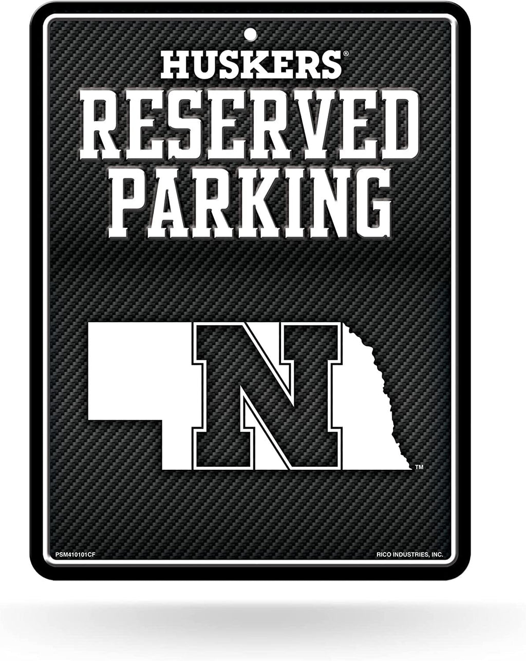 University of Nebraska Cornhuskers Metal Parking Novelty Wall Sign 8.5 x 11 Inch Carbon Fiber Design