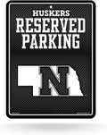 University of Nebraska Cornhuskers Metal Parking Novelty Wall Sign 8.5 x 11 Inch Carbon Fiber Design