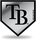 Tampa Bay Rays Auto Emblem, Silver Chrome Color, Raised Molded Plastic, 3.5 Inch, Adhesive Tape Backing
