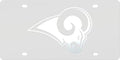 Los Angeles Rams Premium Laser Cut Tag License Plate, Frost Design, Mirrored Acrylic Inlaid, 6x12 Inch