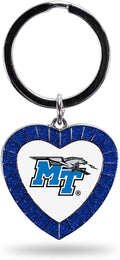 NCAA Middle Tennessee Blue Raiders NCAA Rhinestone Heart Colored Keychain, Royal, 3-inches in length