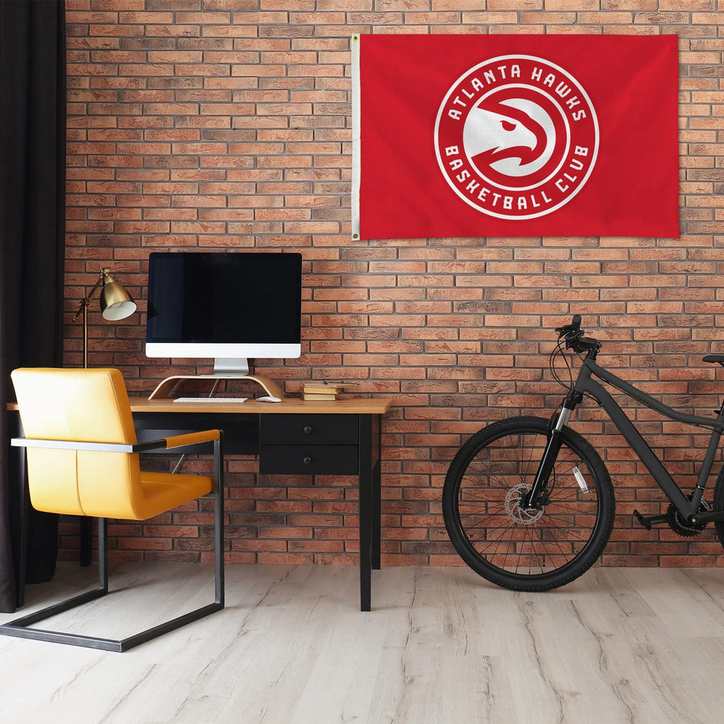 Atlanta Hawks Premium 3x5 Feet Flag Banner, Logo Design, Metal Grommets, Outdoor Use, Single Sided
