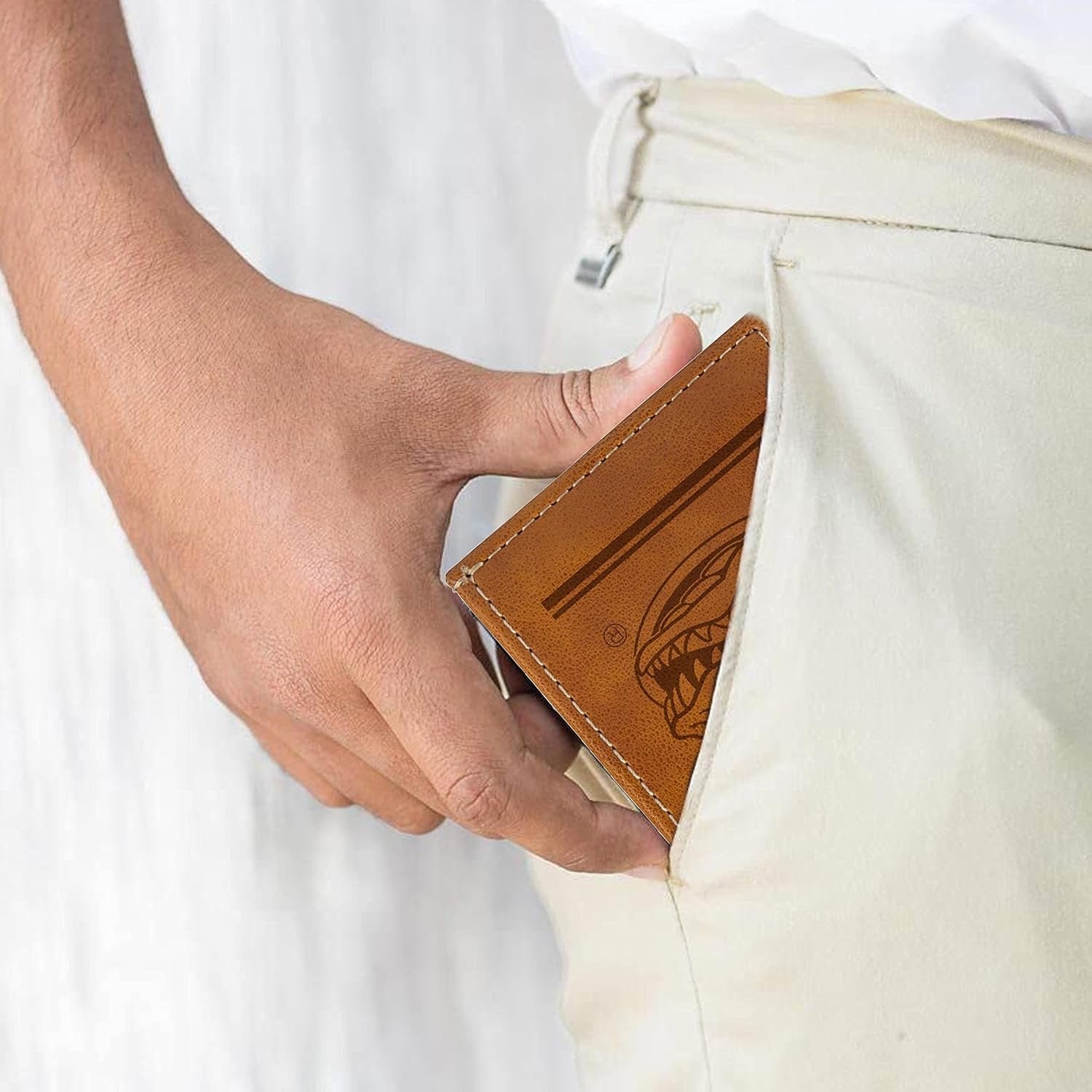 NCAA University of Florida Gators Men’s Front ID Pocket Brown Wallet- Premium 8 Pocket Laser-Engraved Team Logo on Vegan Leather- Minimalist Design, Credit Card Holder- Ideal for Travel or Men’s Gift