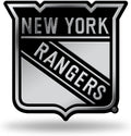 New York Rangers Auto Emblem, Silver Chrome Color, Raised Molded Plastic, 3.5 Inch, Adhesive Tape Backing