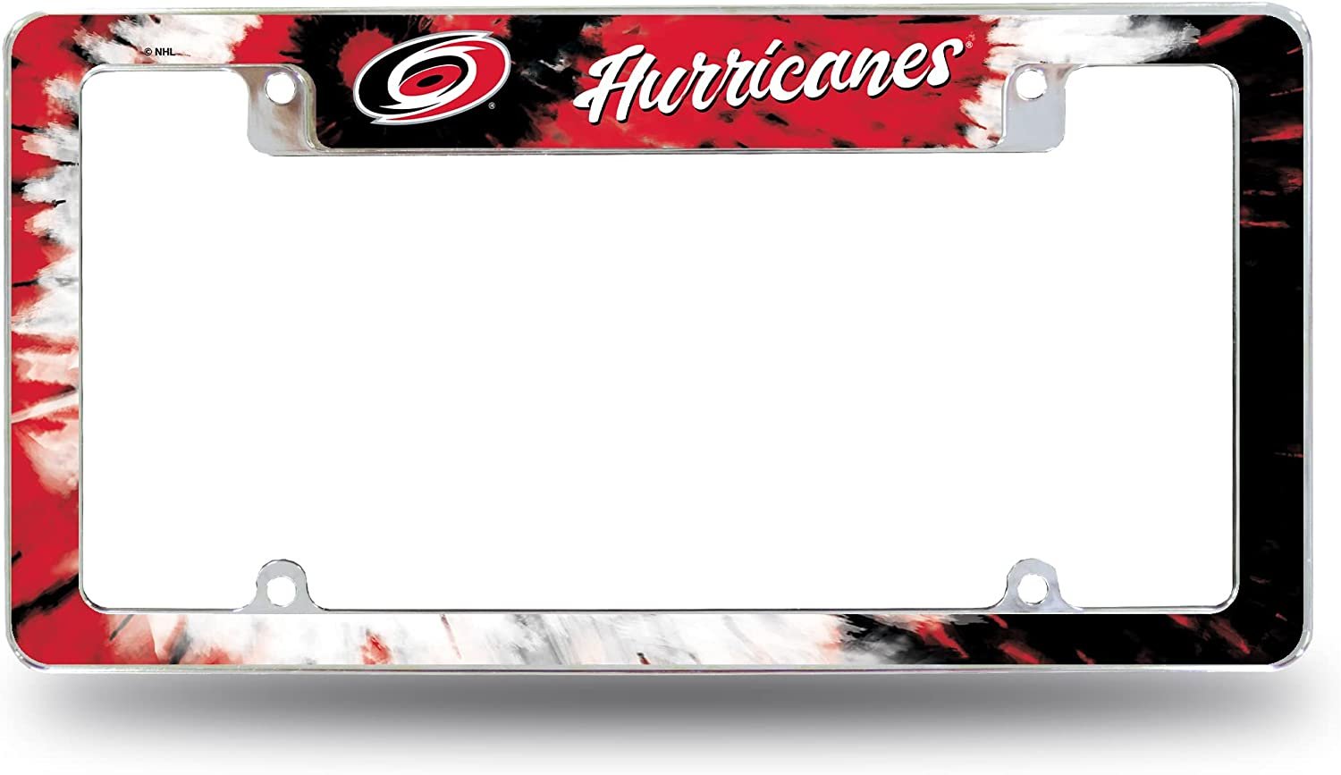 Carolina Hurricanes Metal License Plate Frame Chrome Tag Cover Tie Dye Design 6x12 Inch